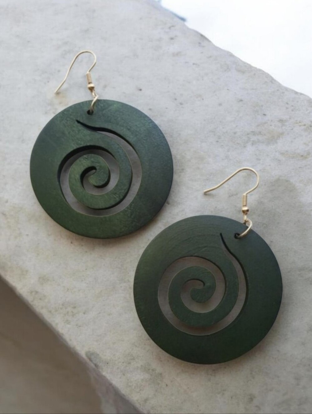 Green Swirl Dangle Earrings